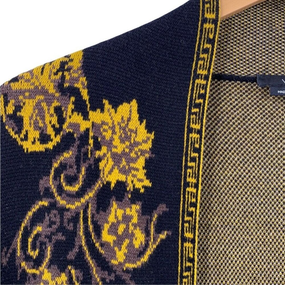 VERTIGO  Black and Gold Floral Long Cardigan Sweater Duster Size Small